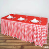 14FT Perfect Picnic Inspired White/Red Checkered Polyester Table Skirt For Wedding Party Event