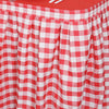 17FT Perfect Picnic Inspired White/Red Checkered Polyester Table Skirt For Wedding Party Event