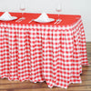 21FT Perfect Picnic Inspired White/Red Checkered Polyester Table Skirt For Wedding Party Event