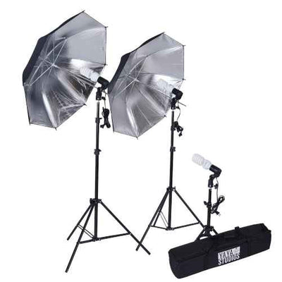 Photography Photo Portrait Studio 600W Day Light Black/Silver Umbrella Continuous Lighting Kit