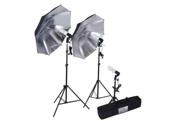 Photography Photo Portrait Studio 600W Day Light Black/Silver Umbrella Continuous Lighting Kit