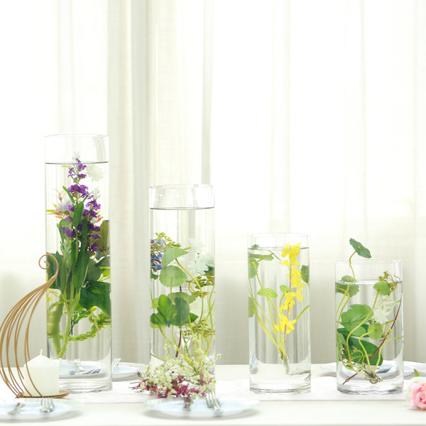 12" Cylinder Glass Centerpiece Vase - 6/Set