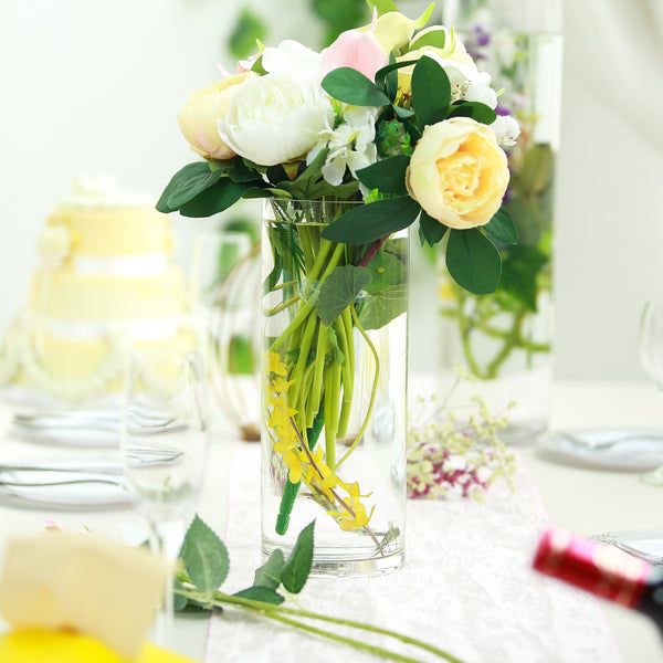 12" Cylinder Glass Centerpiece Vase - 6/Set