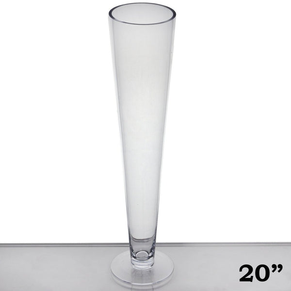 20" Tall Trumpet Heavy Duty Glass Centerpiece Vase Wedding Party Decoration - Clear - 12/Set