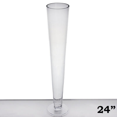 24" Tall Trumpet Heavy Duty Glass Centerpiece Vase Wedding Party Decoration - Clear - 6/Set